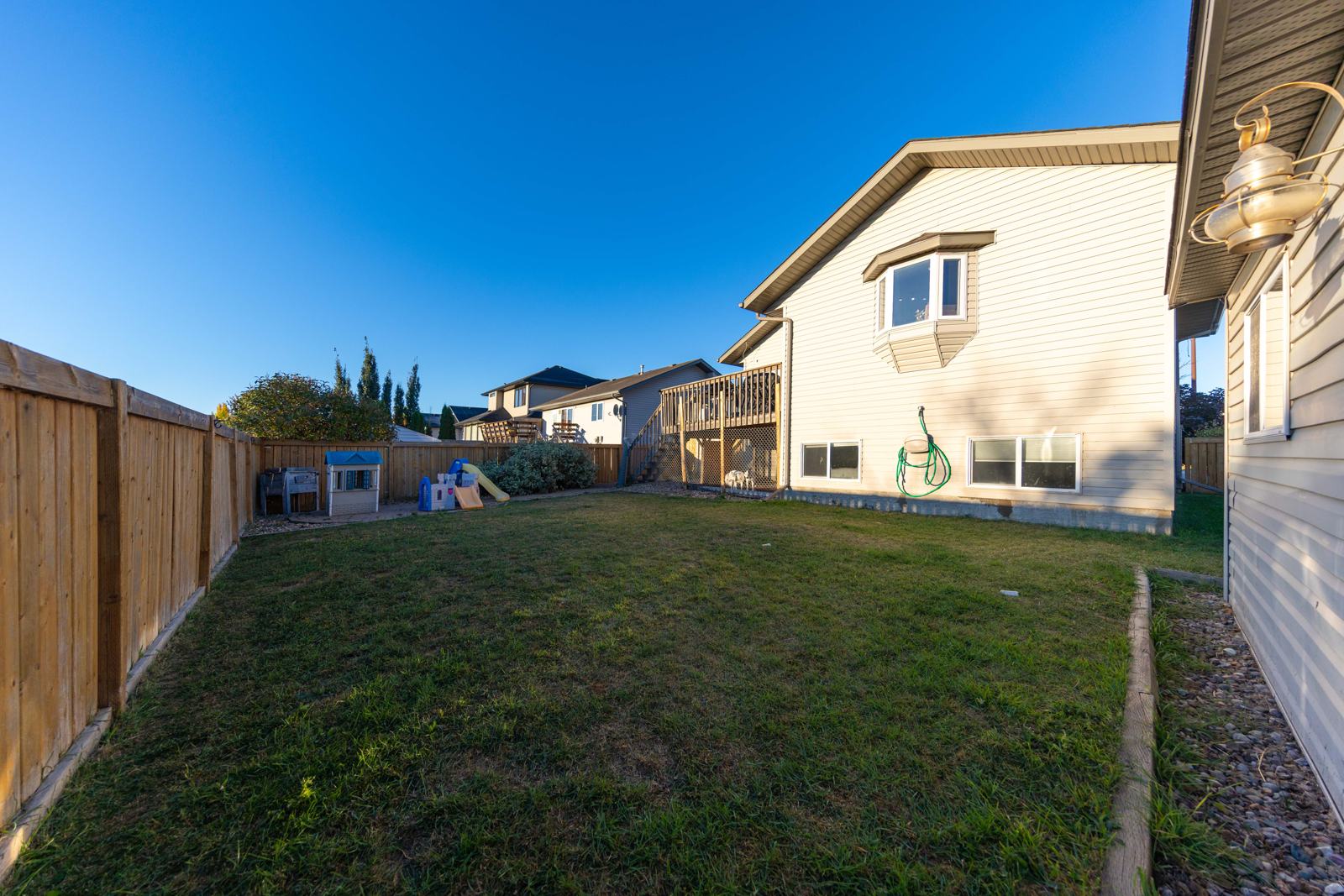 Fully fenced backyard