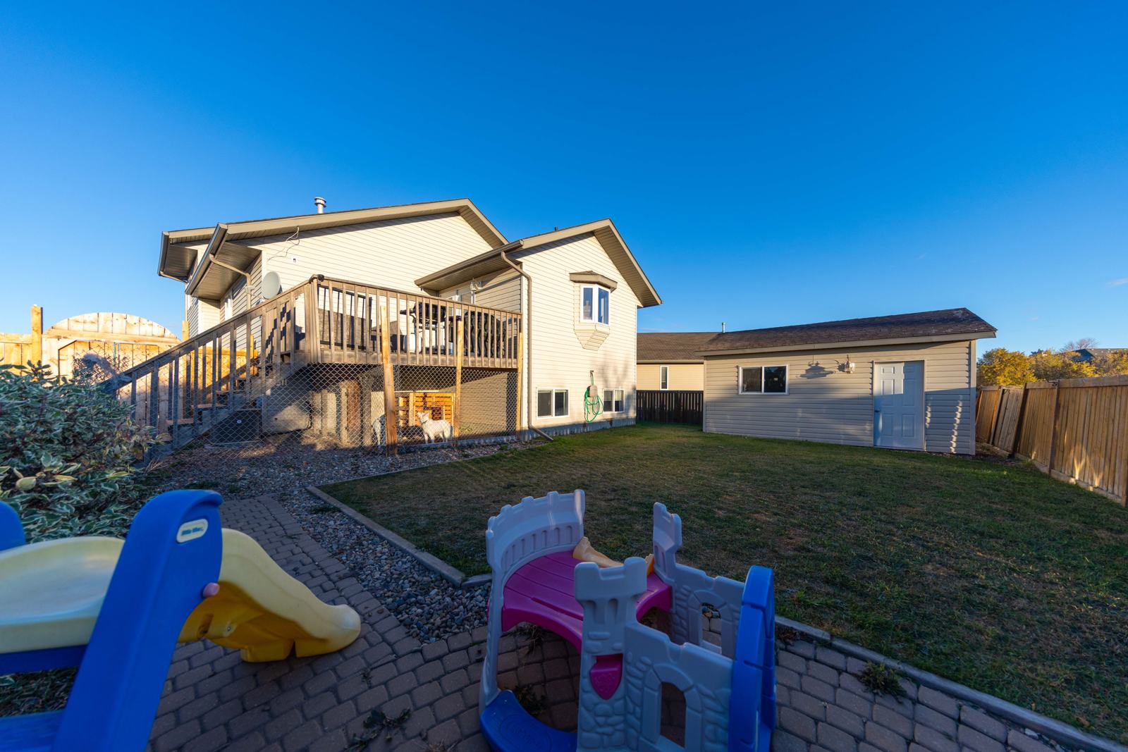 Backyard, deck & home